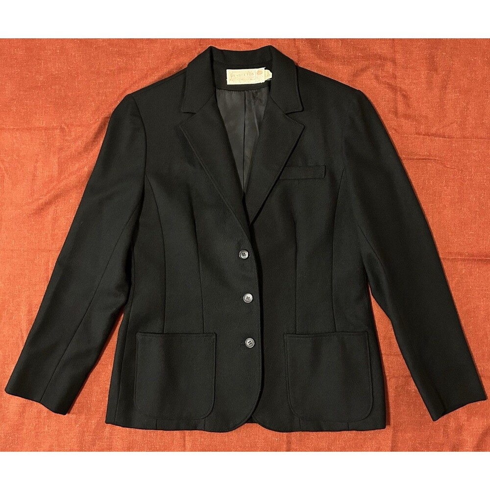 Vintage Black Pendleton Wool Blazer Size 10 USA Made Minimalist Capsule Chic